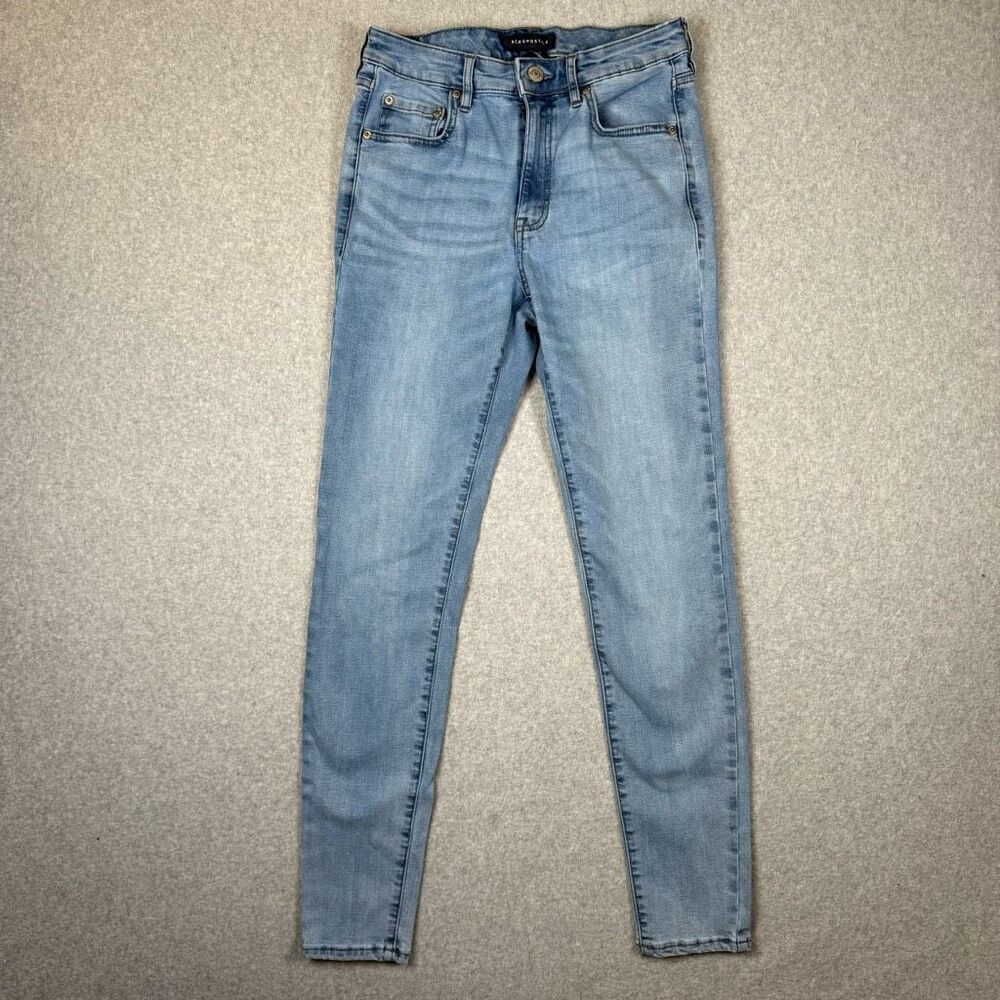 Aeropostale Womens 10 Long High Rise Denim Jeggings Light Wash Skinny Stretch